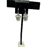 Silvertone 3D Acorn Charm Dangle Earrings