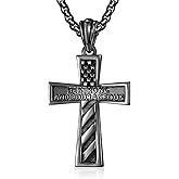 ADMETUS Cross Pendant Necklace, Protection Jewelry Religious Gifts for Men with 2.5mm 22"+2" Rolo Chain