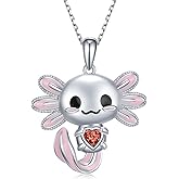 Axolotl Necklace 925 Sterling Silver Axolotl Pendant Cute Animal Jewelry Gift for Women