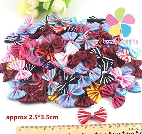Multi option Polka Dot Organza Bows Girls Boutique Mini Hair Bow Headwear (Mixed stripes2 24pcs)