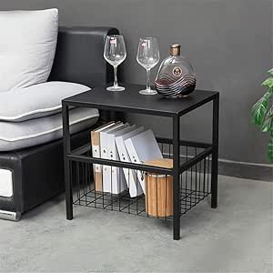 FCXBQ Mesilla de Noche con Almacenamiento de Canasta Cama pequeña Mesa