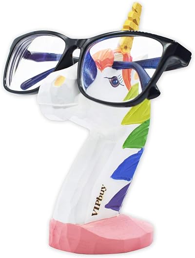 VIPbuy Hand Carved Wood Glasses Holder Unicorn Eyeglasses Stand Desk Decor