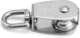 QWORK 2PCS M25 Single Pulley Block 304 Stainless Steel 11mm Wire 360 Swivel view 3