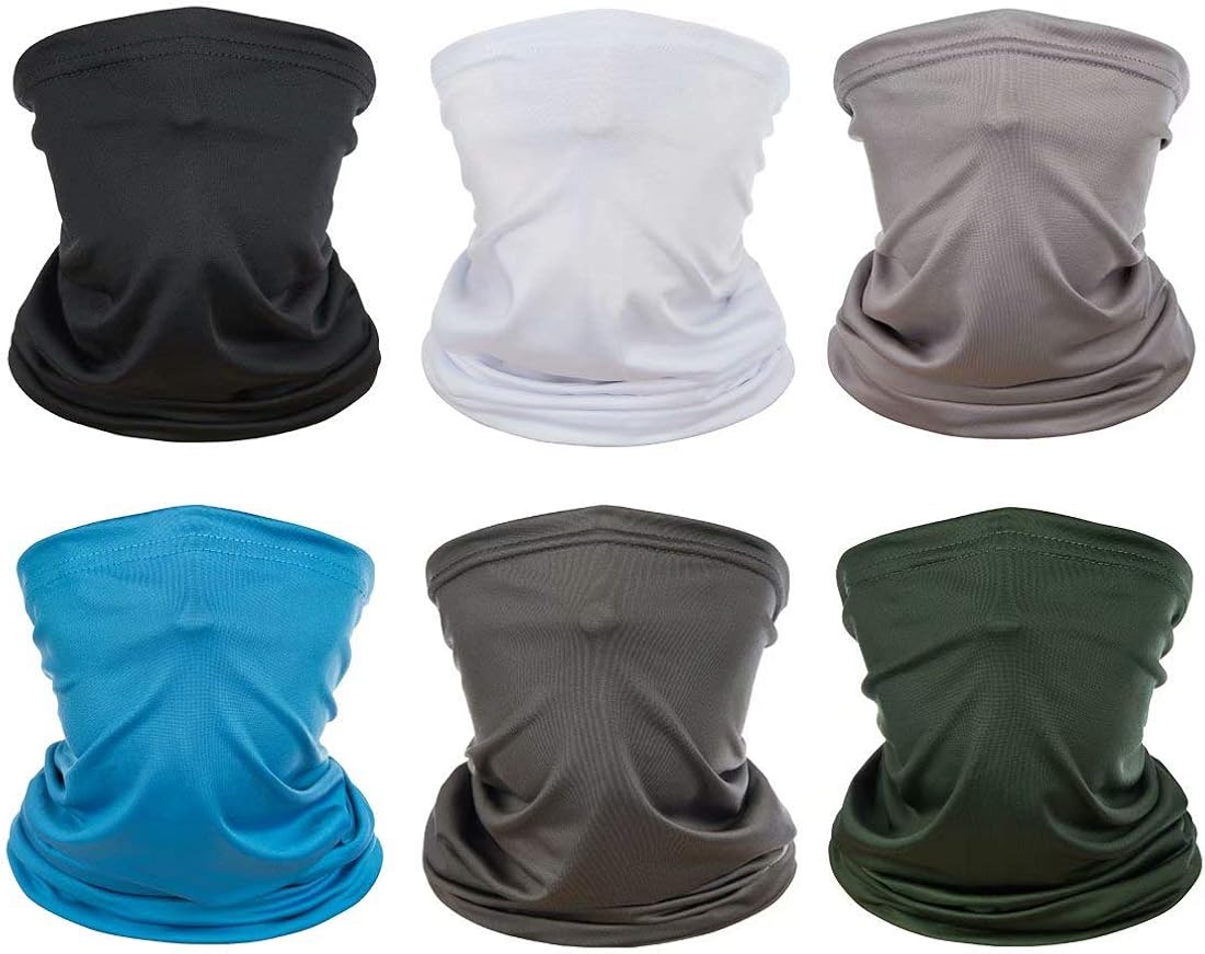 [6 Pack] Unisex Sun UV Protection Face Bandana, Reusable Washable Fabric Cloth Half Mask Scarf for Cycling Motorcycle Hiking, Breathable Neck Gaiter Balaclava Headwear for Men Women-4 at  Men’s Clothing store