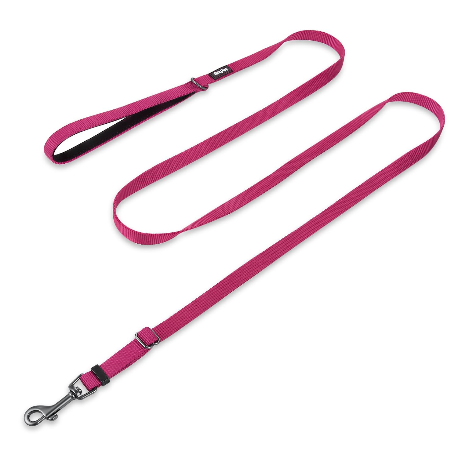 Hyhug Pets Premium Adjustable Between 4 Feet and 6 Feet Lead with Sturdy Nylon and Super Soft Neoprene lined Handle for Small Medium Large Giant Dogs. (Small, Rose Red Pink)