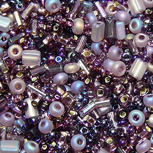 CZECH SEED BEAD MIXES MULTI SHAPE MULTI COLOR and FINISHES 25grams (Purple Lover)