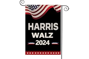 MAGJIUKE Harris Waltz 2024 Garden Flag Double-Sided,Kamala Harris Tim Walz Yard flags Burlap Yard Banner 12x18 Inch - Presidential Election and Democratic Party Support,Black (Stand not Included)