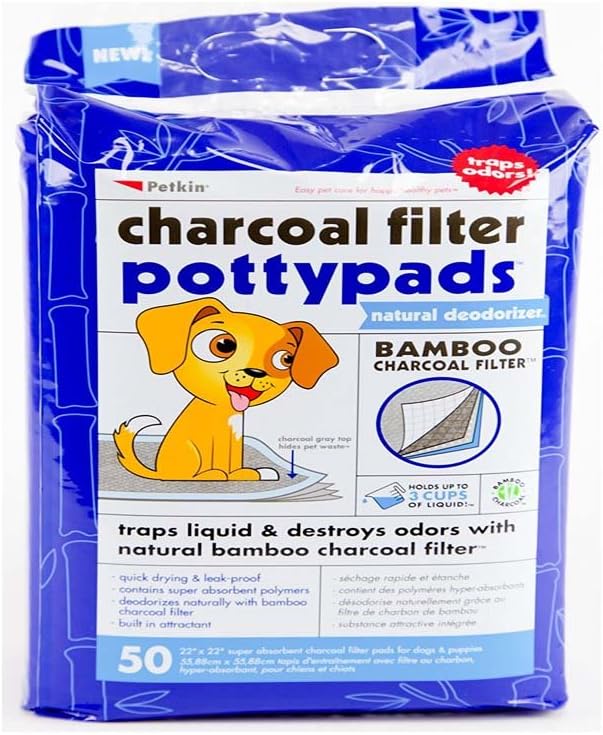 Petkin Large 22" x 22" Pet Training Eco Super Absorbent and Odor Eliminating Bamboo Charcoal Filter Potty Pads