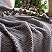 Longhui bedding Dark Grey 100% Cotton Lightweight Cable Knit Throw Blanket for Couch Sofa Bed Home Decorative, Bonus Laundering Bag, Dark Gray 50“ x 60”, Machine Washable