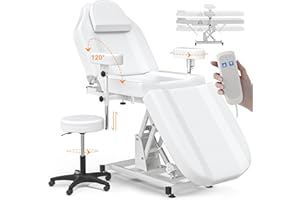 DeerDean Electric Facial Beds for Esthetician Tattoo Chair with Stool Adjustable Height Spa Chair Bed 440lbs Capacity for Beauty Spa Salon Massage