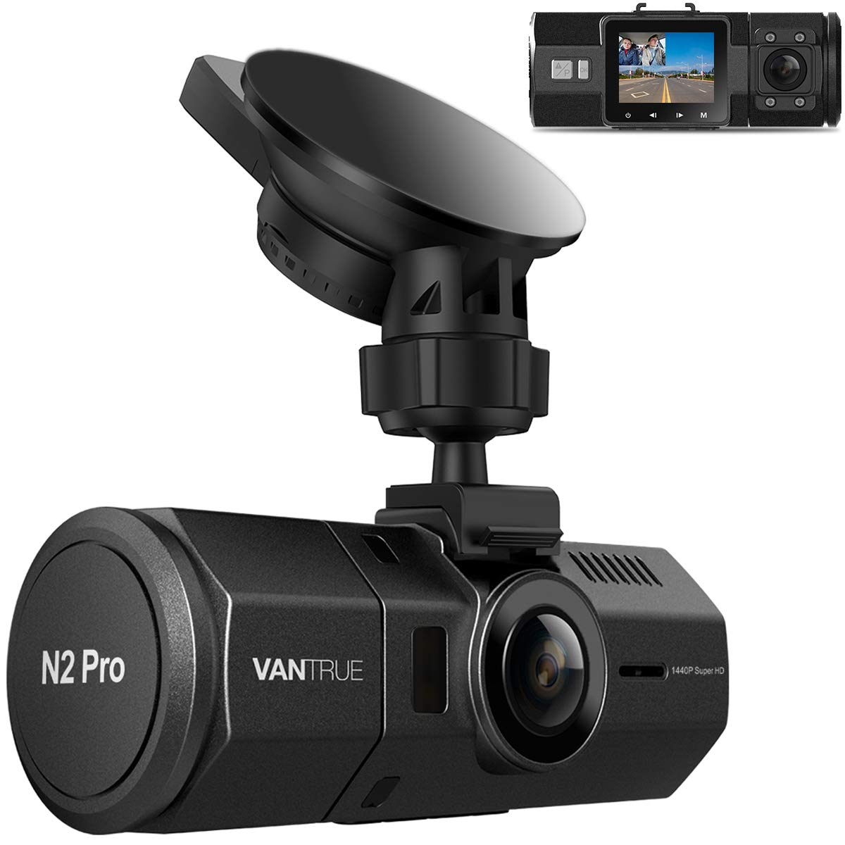 Vantrue N2 Pro Uber Dual Dash Cam Dual 1920x1080P Infrared Night Vision Front and Inside Dash Camera, 2.5K 2560x1440P Single Front, 310° Car Camera, 24hr Parking Mode, Motion Sensor, Support 256GB max
