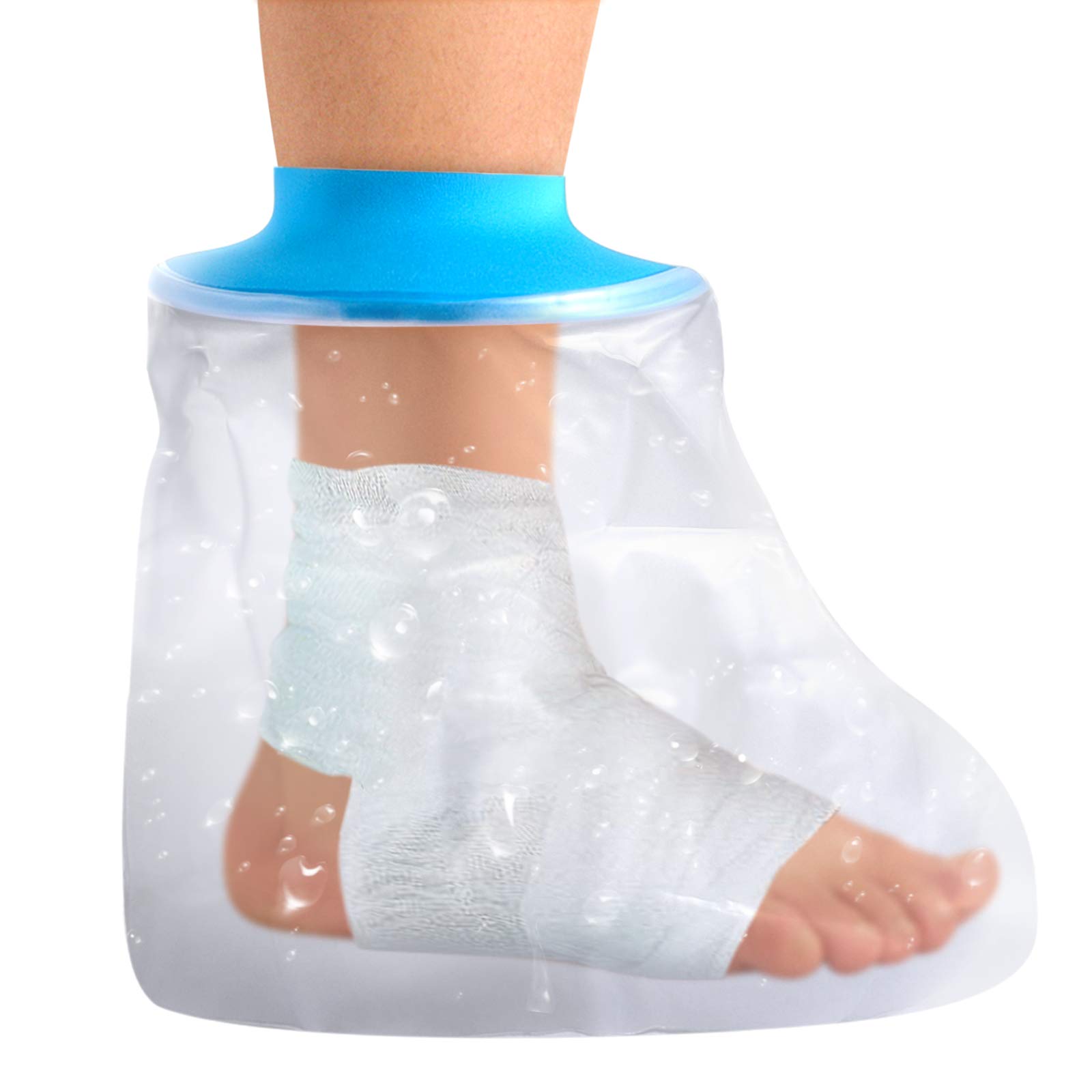 Foot Cast Cover for Shower Bath, Adult Watertight Foot Protector,Waterproof Soft Comfortable Watertight Seal to Keep Wounds Dry, with No Mark on Skin Reusable and Lightweight… (Foot)
