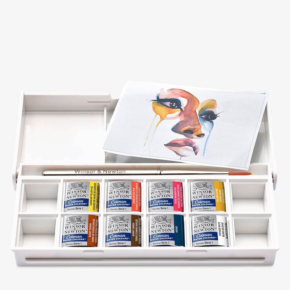 Winsor & Newton Cotman 水彩絵の具セット 8ハーフパン ポートレートカラー ブラシ付き の商品画像