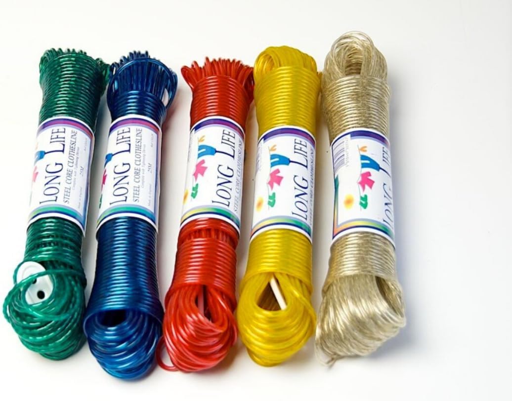 Long Life Steel Core Coloured Clothesline 3mm x 25m - Assorted Colours (Random Colour Delivered)