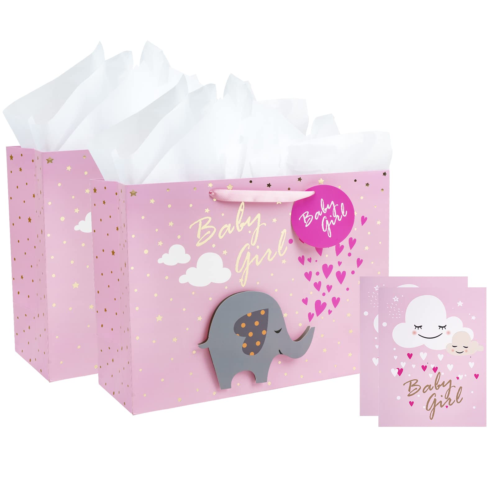 Loveinside Extra Large Gift Bag with Gift Card and White Tissue Paper - Baby Girl 3D Making Design - 40.7 × 15.3 × 30.5 cm