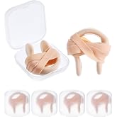 Blulu 6 Pcs Swimming Nose Plugs with Strap Silicone Nose Clips, Adult | Beige color,training protector,with storage case,long time usage,latex strap