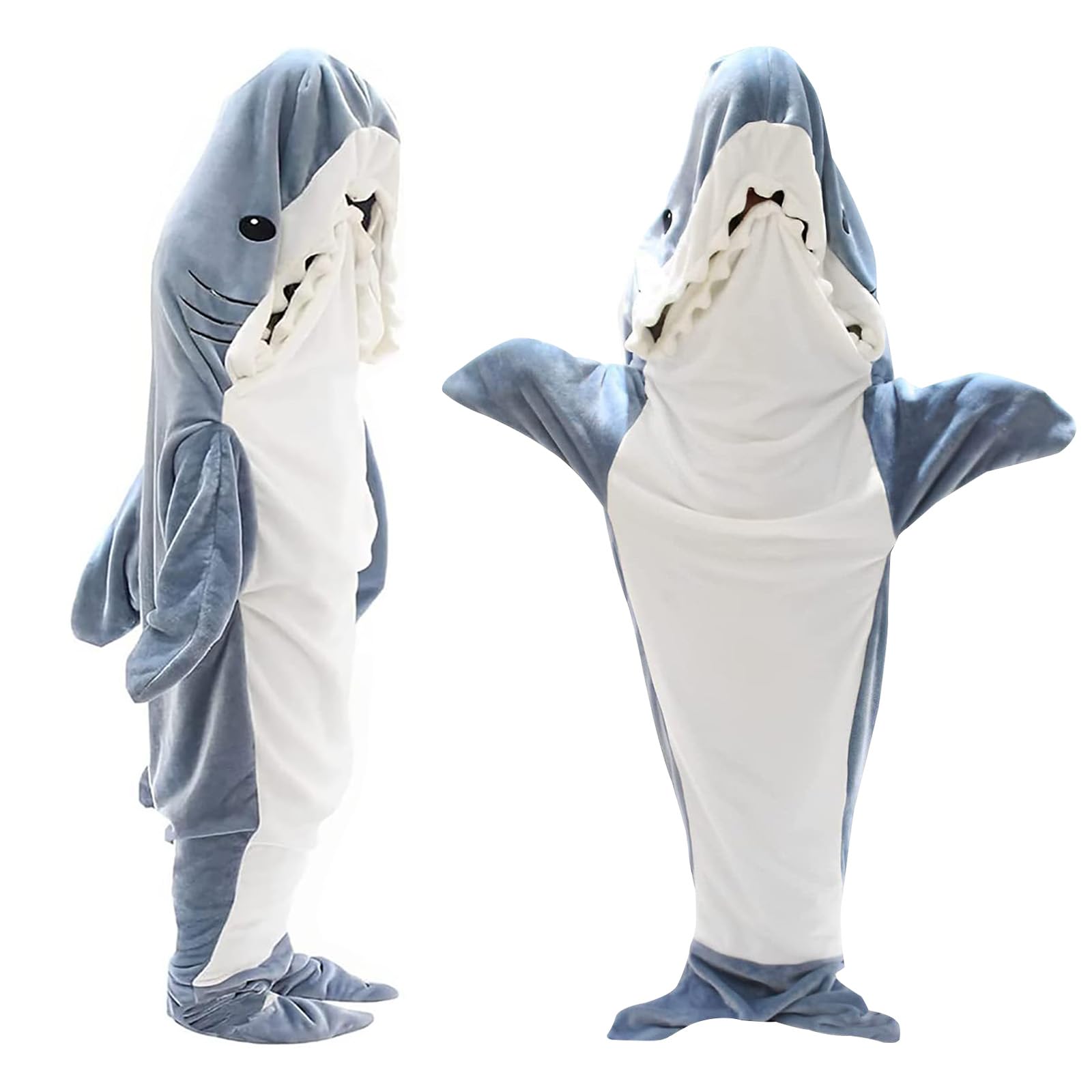 Photo 1 of Fancemot Shark Blanket, Shark Blanket Hoodie Soft Cozy, Shark Blanket Onesie Flannel, Wearable Shark Blanket Skin-friendly (Blue-75inx35.5in (L))
