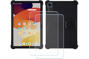 FZZSZS Case for SUAAT S10 Tablet + 2Pcs Tempered Glass Screen Protector Protective Film,Soft Gel Black Shell Silicone Tablet 