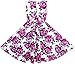 HX81 Girls Dress Princess Rose Flower Bow Tie Party Summer Cotton Size 6,Purple,