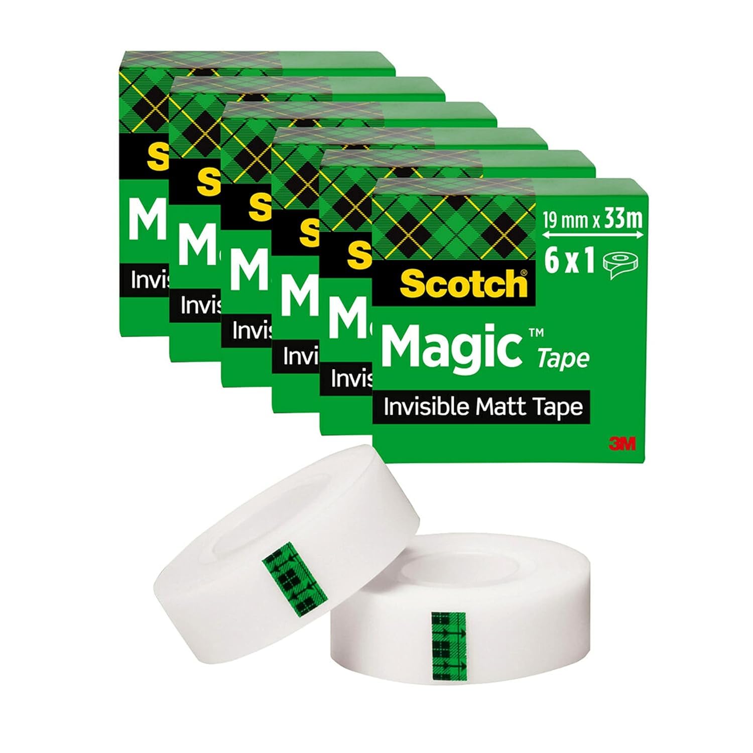 Scotch Magic Tape, 6 Rolls , 19 mm x 33 m - General Purpose Sticky Tape for Document Repair, Labelling & Sealing