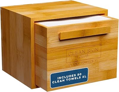CLEAN SKIN CLUB Clean Towels Original XL 50 Count Luxe Bamboo Container Drawer