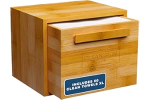 Clean Skin Club Luxe Bamboo box with Drawer + 50 XL Towels