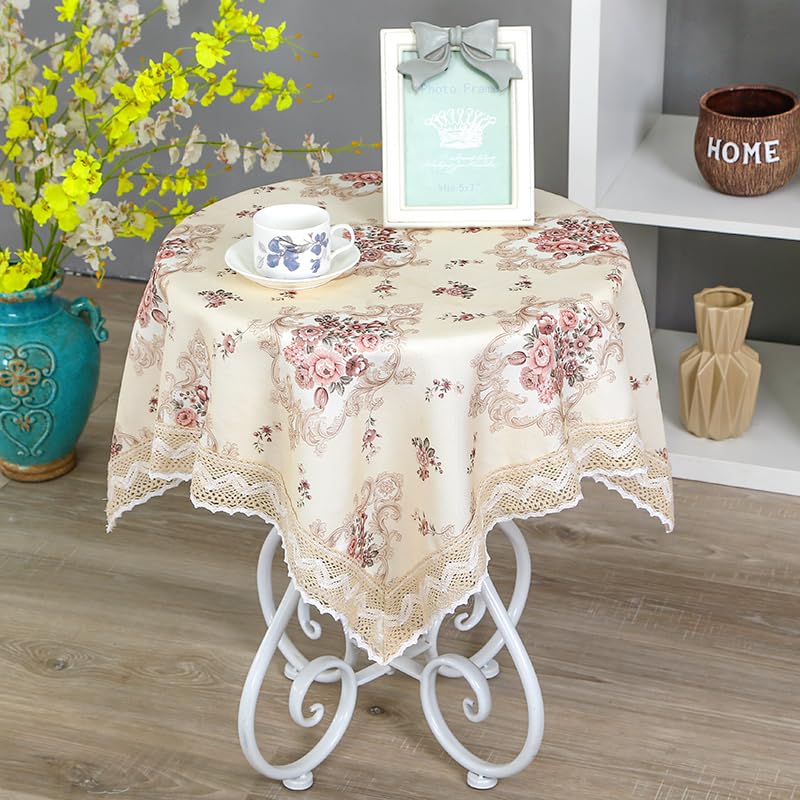 USTIDE Vintage Floral Tablecloth Lace Elegant Table Cover,80x80cm,Square