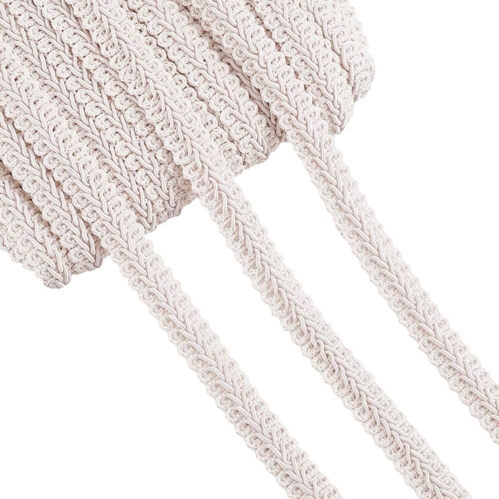 PH PandaHall 27 Yards White Gimp Braid Trim, 1.2cm Polyester Woven Braid Trim Upholstery Trim Decorative Gimp Trim for DIY Crafts Sewing Curtain Decoration Jewellery Costume Accessories