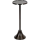 Kate and Laurel Sanzo Modern Pedestal Side Table; 9 x 9 x 23; Pewter; Decorative End Table with Hammered Tabletop