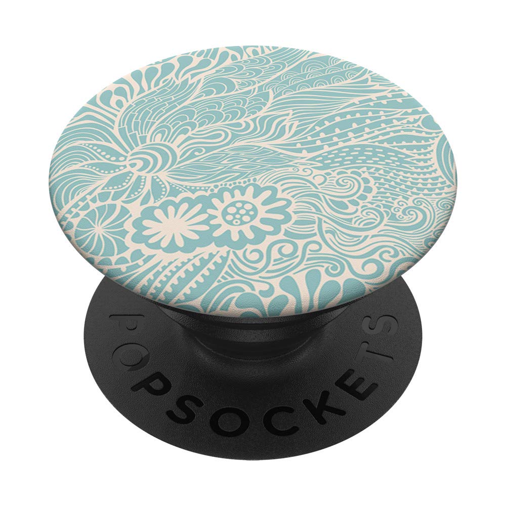 Trendy Green Coral Blue & Navy Triangle Pattern PACJ0415 PopSockets Grip and Stand for Phones and Tablets