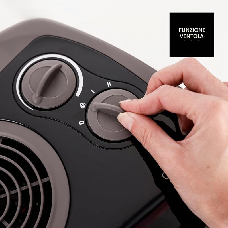 - Termoventilatore CA2400 2400W, 2 potenze di calore, ventilatore aria fredda, termostato regolabile, compatto. Grigio.