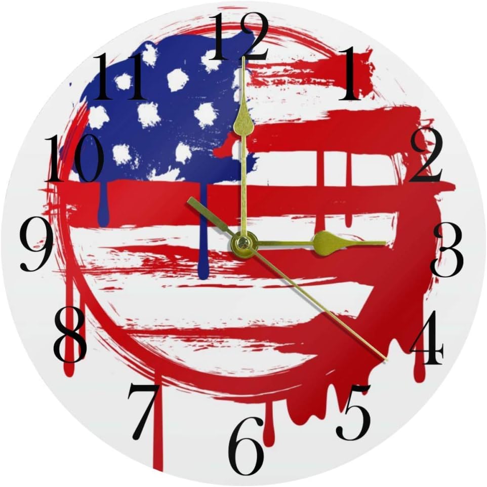 Amazon.de: TIKISMILE Graffiti-Wanduhr mit amerikanischer Flagge, leise