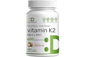 DEAL SUPPLEMENT Vitamin K2 Supplement 600mcg, 180 Coconut Oil Softgels | Full Spectrum High Absorption MK-7 & MK-4 Forms | Bone, Joint, & Immune Support – Non-GMO
