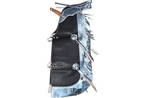 HILASON Western Leather Kids Junior Youth Pro Rodeo Bull Riding Chaps Black | Bull Riding Chaps | Western Chaps Leather