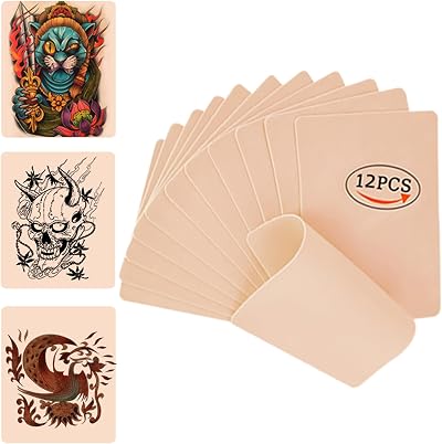 UPTATSUPPLY 12PCS Tattoo Practice Skin 6"x8" Double Sides Microblading Silicone