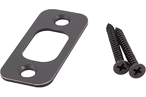 Round Corner Deadbolt Strike Plate, 1" x 2-1/4", 1-5/8" Center-to-Center, Vintage Bronze by Stone Harbor Hardware