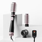 Blow Dryer Brush, 3-in-1 Rotating Hair Dryer Brush with 3 Heads for Drying Styling Volumizing Curling Sleeking in One Step for Long Hair, 3 Temperatures, Negative Ionen, Ceramic Coating, 360° Rotating
