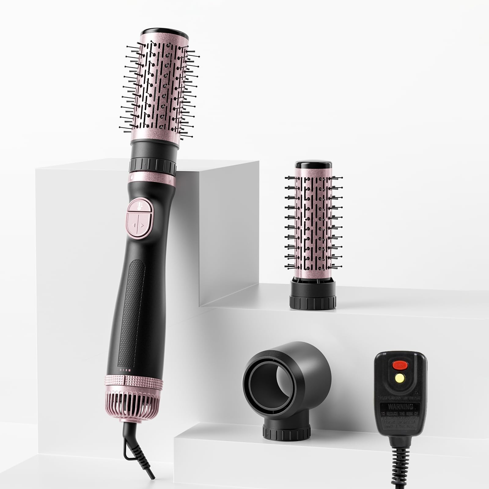 Photo 1 of Blow Dryer Brush, 3-in-1 Rotating Hair Dryer Brush with 3 Heads for Drying Styling Volumizing Curling Sleeking in One Step for Long Hair, 3 Temperatures, Negative Ionen, Ceramic Coating, 360° Rotating