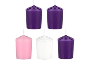 Mega Candles 5 pcs Unscented Christmas Advent Candles Set, Hand Poured Premium Wax Votive Candle 15 Hours 1.5 Inch x 2.25 Inch, Holidays, Festivities, Devotional, Church, Wreath, Party, Gifts