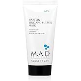 M.A.D Skincare Spot On Zinc and Sulfur Mask - Pore Refining Complex with Alp Sebum and Willow Bark for Targeted Oil Control 2.0 oz