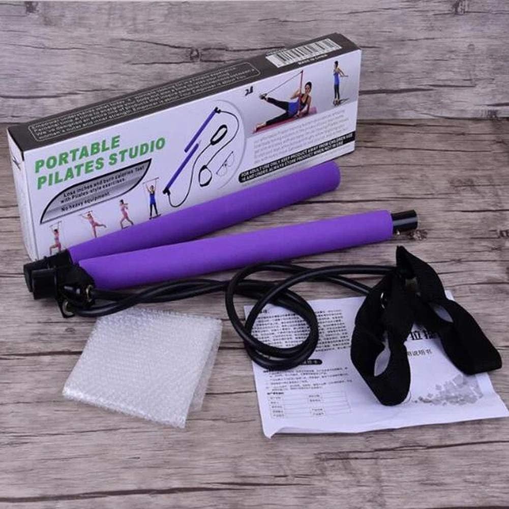 Dxpow Portable Pilates Bar Kit with Resistance Band,Yoga Exercise Pilates Bar with Foot Loop Yoga Pilates Stick Total Body Workout Toning Bar for Yoga,Stretch,Twisting