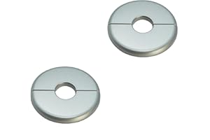 CAcoverVA 2 Pieces ABS Wall Split Flange Round Self-Adhesive Escutcheon Plate Cover Plumbing Pipe Cover for Water Pipe Faucet Decoration 0.87"/22mm, Silver
