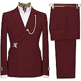 Men's 2 Piece Suit with Metal Clasp Slim Fit Suit Stylish Business &amp; Casual Tuxedo Suit