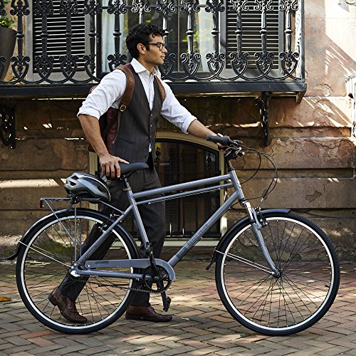 700c Royce Union RMX Mens 3-Speed Commuter Bike, 21" Aluminum Frame, Cool Gray