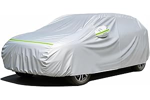 Favoto Hatchback Car Cover Waterproof All Weather for Automobiles Compatible with VW Golf, Ford Fiesta, Honda Fit, Outdoor Sun Rain Protection Car Tarp Universal Fit for Hatchback (157-171 inch)