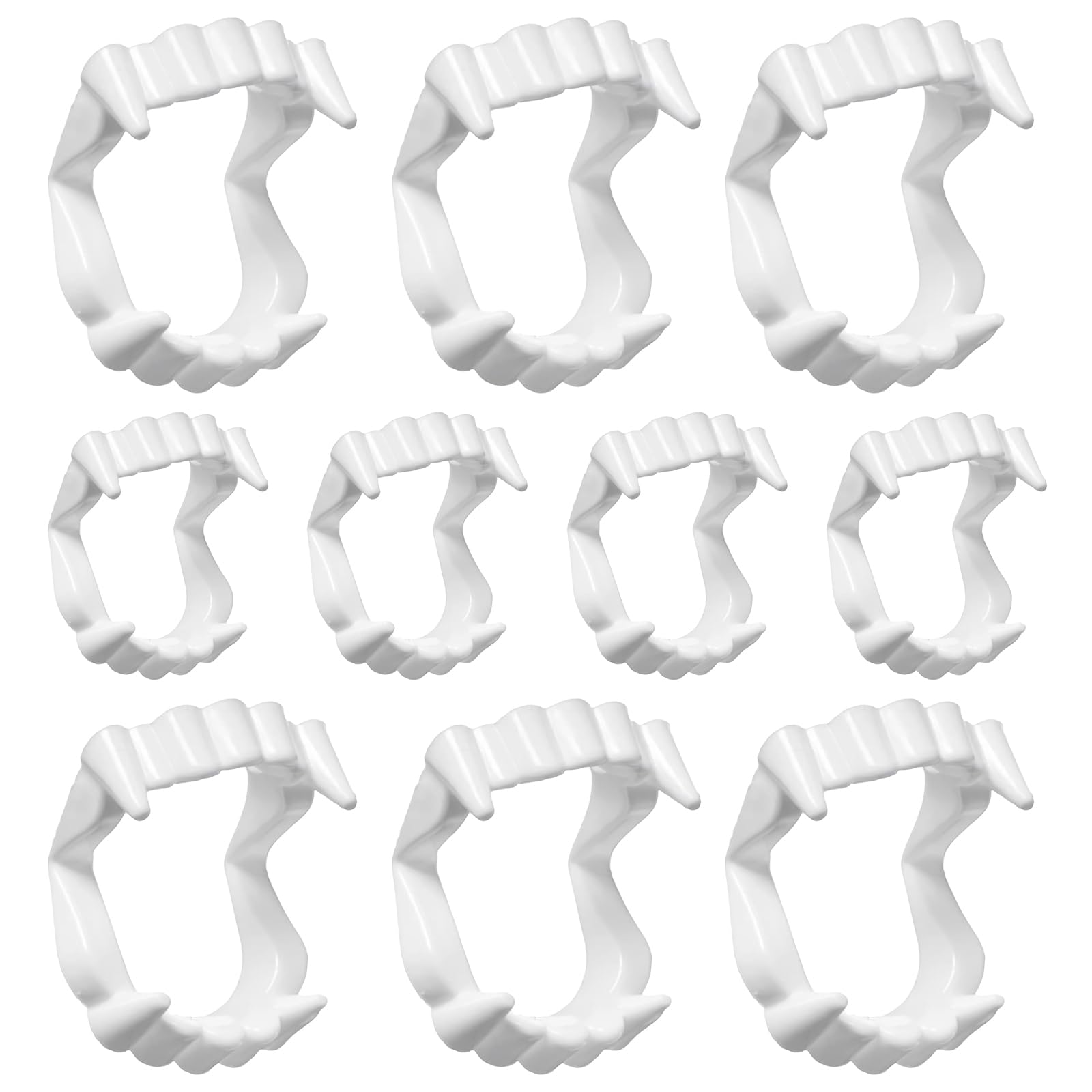 JUFYVO 10pcs Halloween Plastic Vampire Teeth Werewolf Zombie Fangs White Vampire Fangs Halloween Party Fancy Dress Cosplay Props for Kids Adult