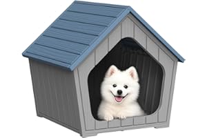DRATO Dog House Indoor Outdoor Durable Resin Material Houses for Dogs Outside Weatherproof Cozy Small Dog Houses Pet Shelter for Patio, Porch, Living Room