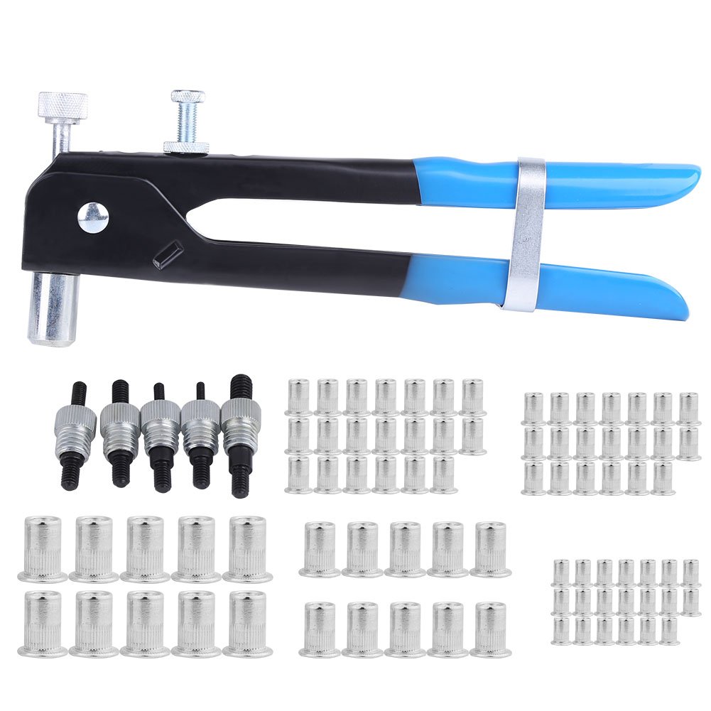 Kit of Rivet Gun Tool - With 86pcs Flat Head Rivet Nut(M3-M8) And Many Mandrels And Nosepieces For Convenient Riveting