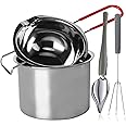 Stainless Steel Double Boiler Melting Pot with Heat Resistant Handle, Large Capacity Chocolate Melting Pot for Butter Candy Butter Cheese, Candle Making (450/900ML)