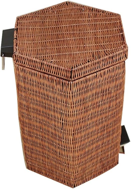 LI Bote de Basura Cocina en el hogar, ratán de Estilo Creativo con Tapa